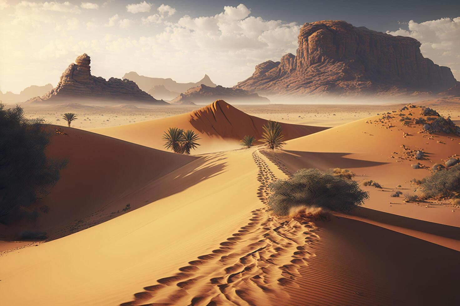 Wüste Landschaft. generativ ai. foto