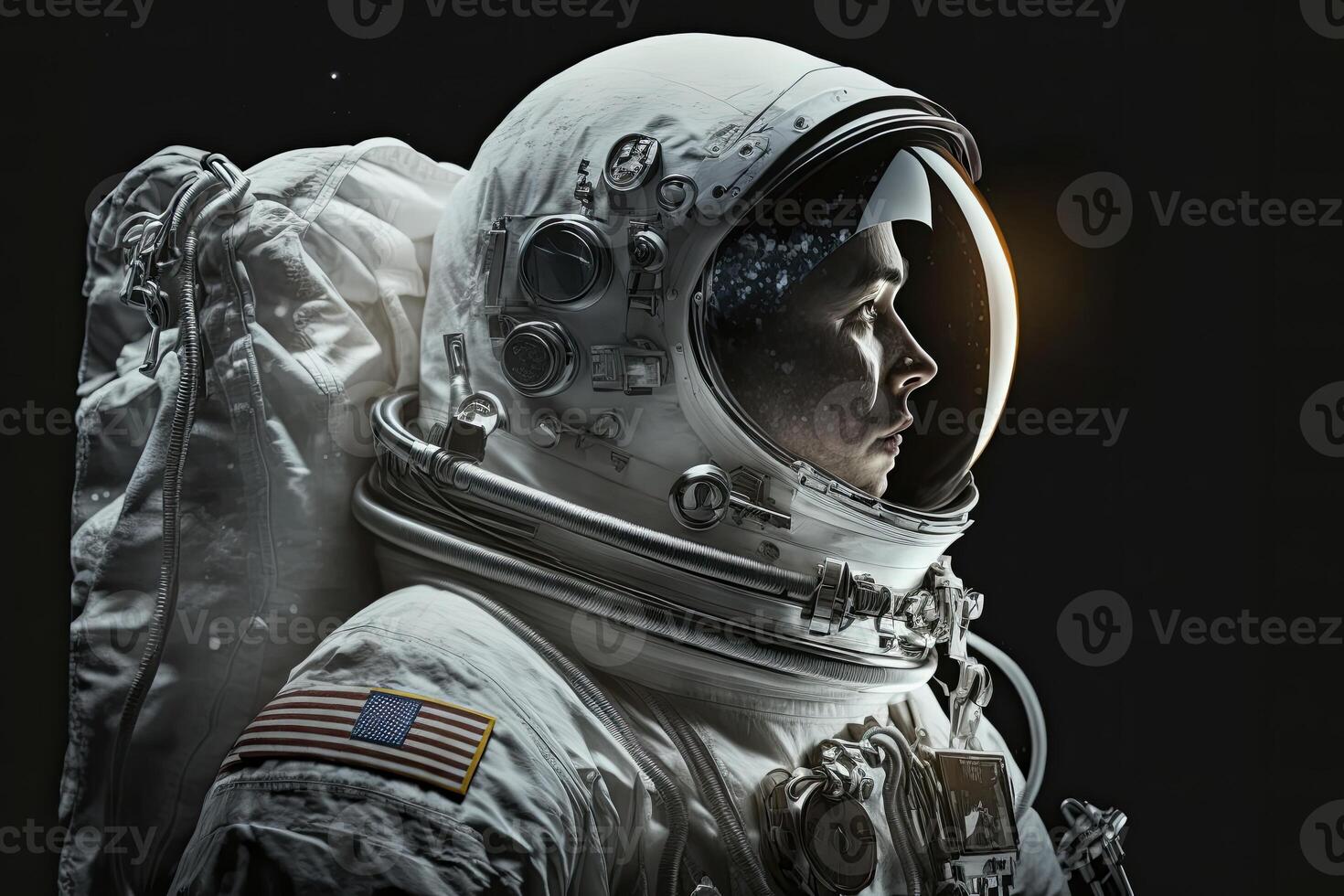 Astronaut mit schwarz Hintergrund. generativ ai foto