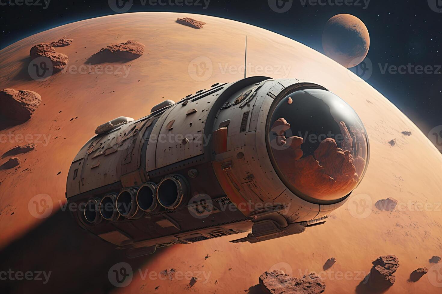 Raumfahrzeug Landung auf Mars. generativ ai foto