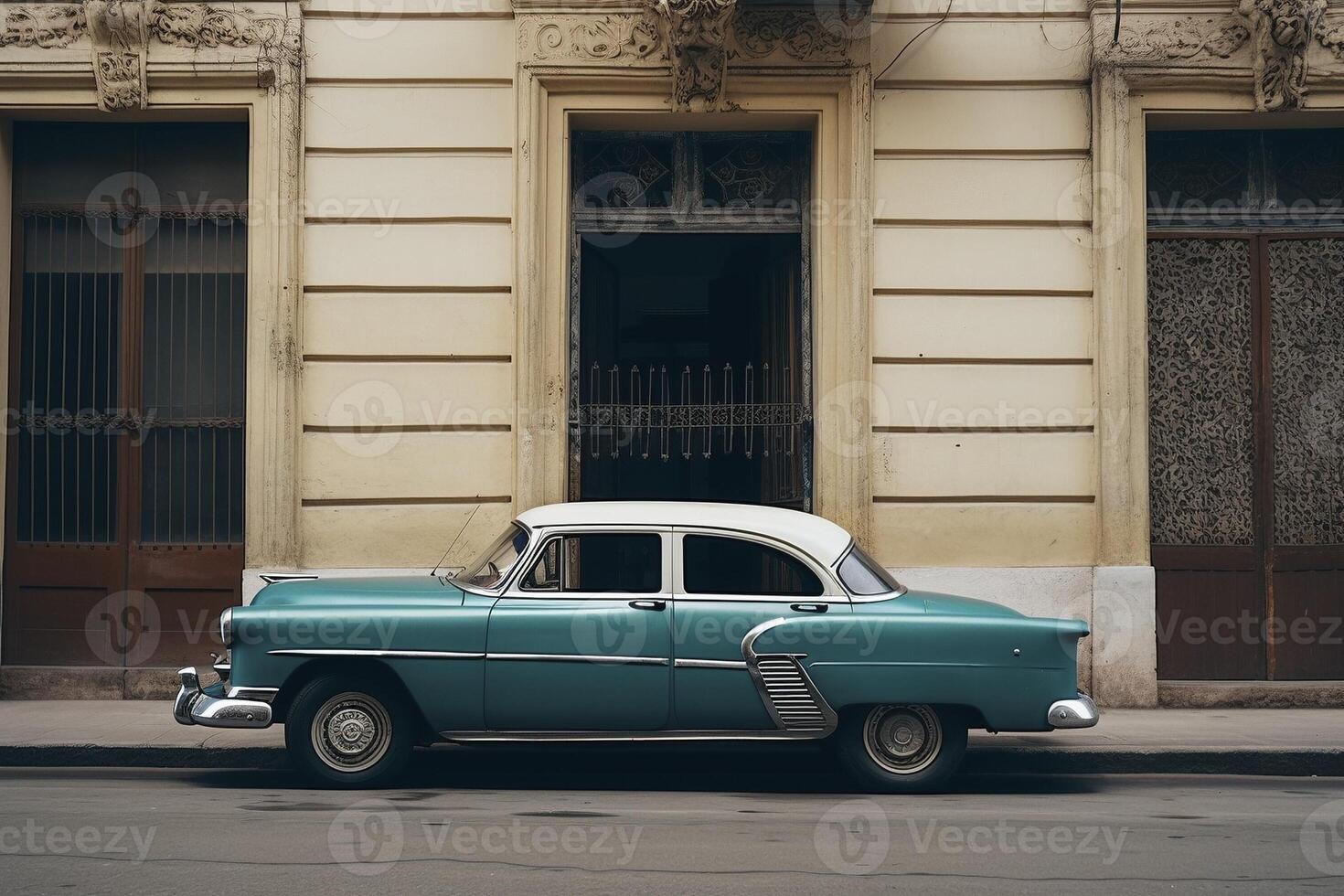 Jahrgang kubanisch Auto auf das Straße von Havanna, erstellt mit generativ ai foto