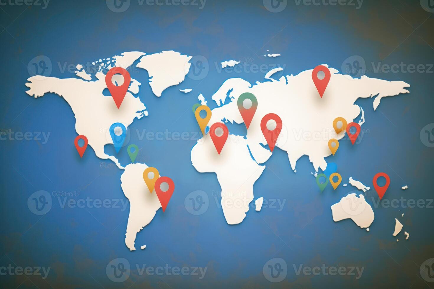 Stifte auf ein Welt Karte mit Flüge Verbindungen. ai generiert foto