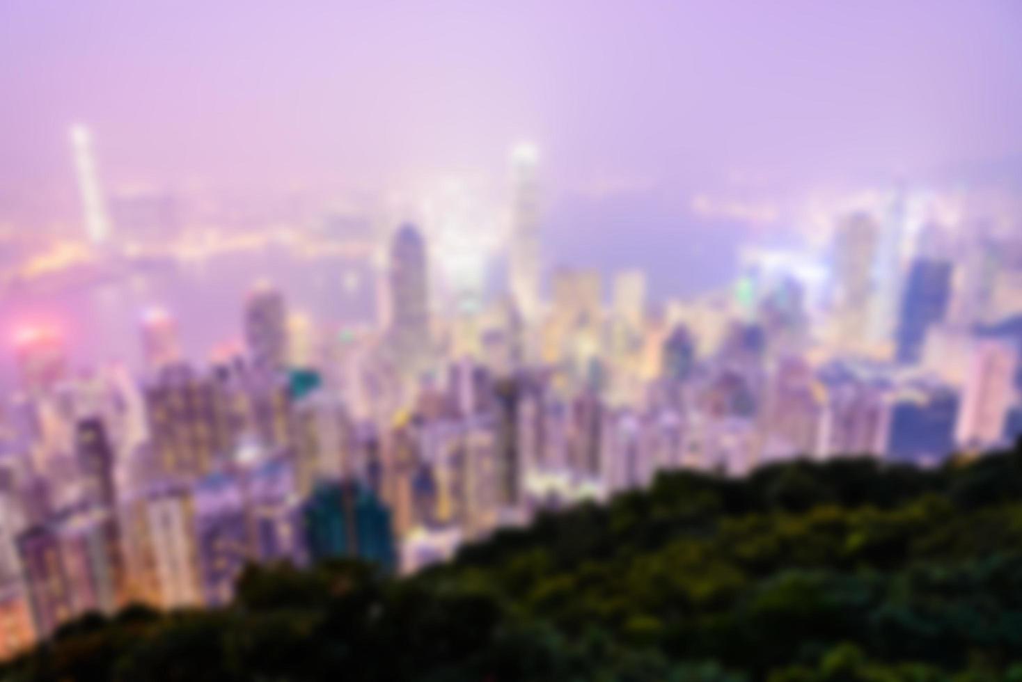 abstrakte defokussierte Hong Kong Skyline foto