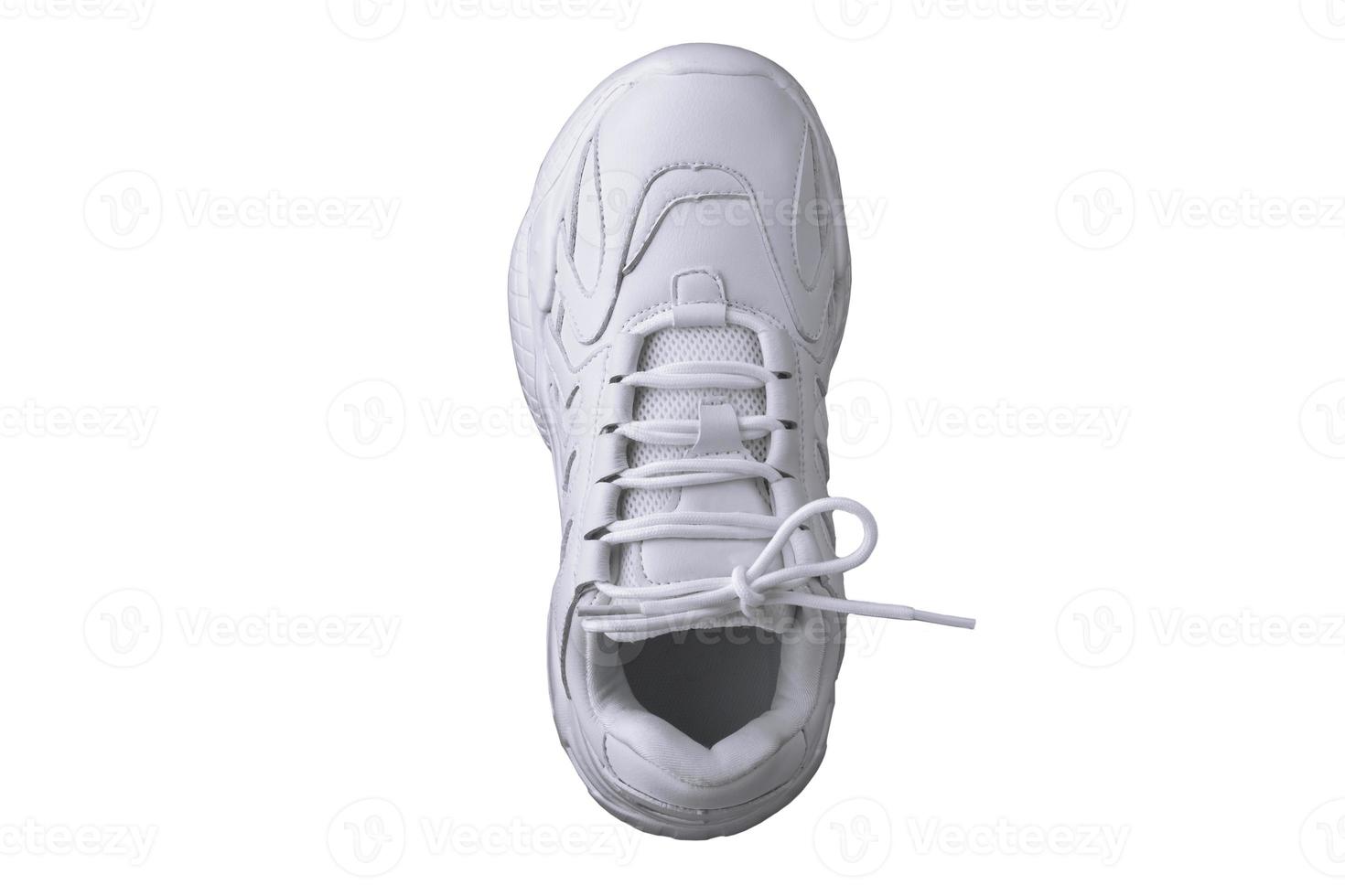 einer Weiß Sneaker oben anzeigen.sport Schuhe. foto