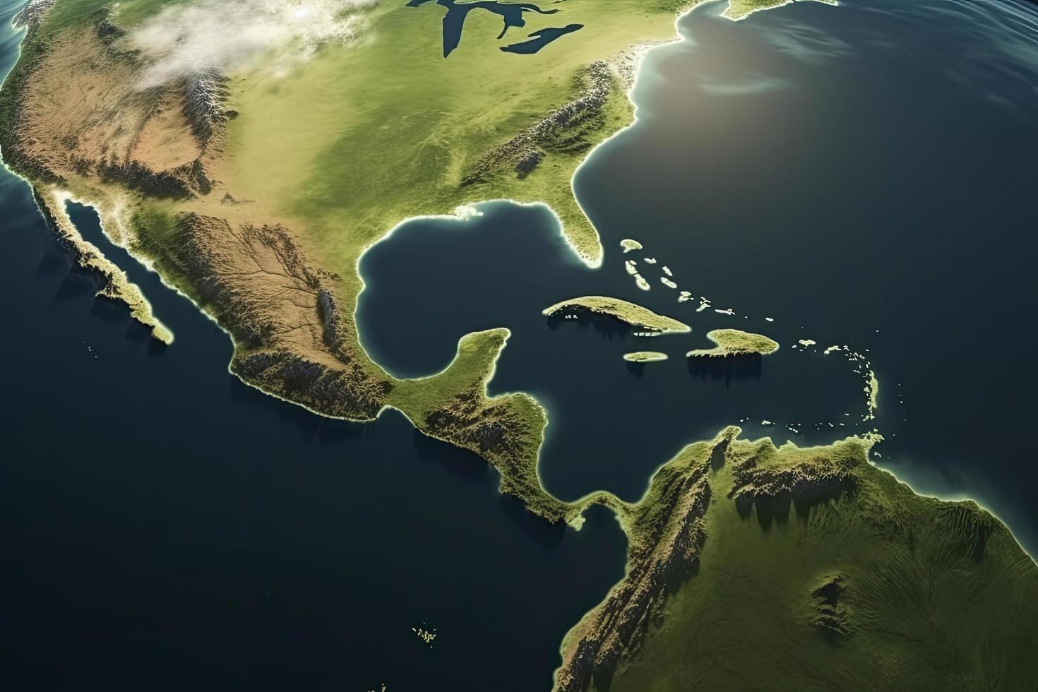 Oberfläche von das Planet Erde angesehen von ein Satellit, konzentriert auf Süd Amerika, Anden Kordilleren und Amazonas Regenwald foto
