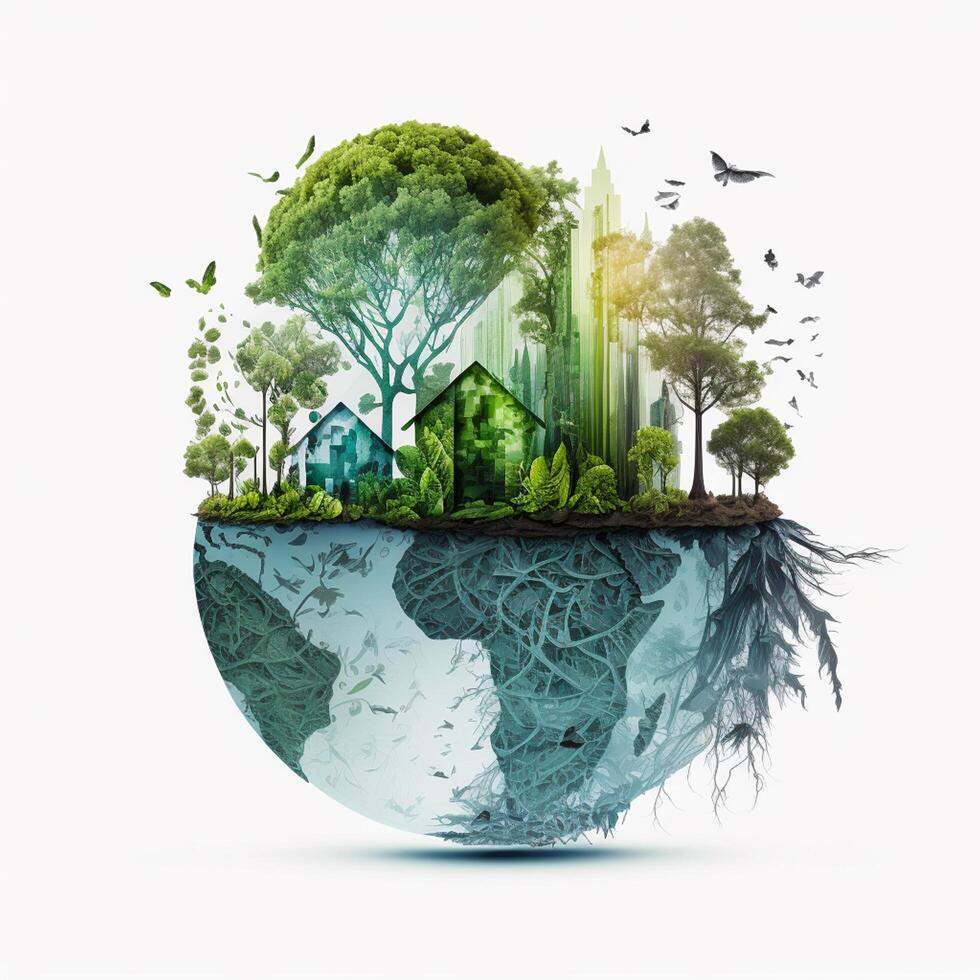 speichern Erde Umgebung Tag Poster gehen Grün ai generativ Hintergrund Bilder speichern Wasser foto