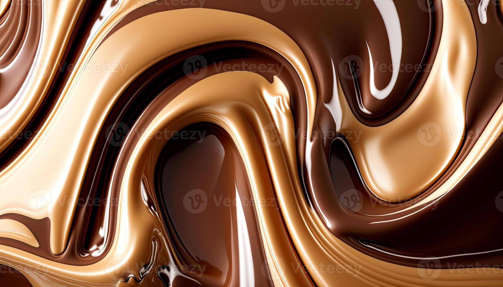 Milch Schokolade wellig Strudel Hintergrund. abstrakt Satin- Schokolade Wellen, braun Farbe Fluss. generativ ai. foto