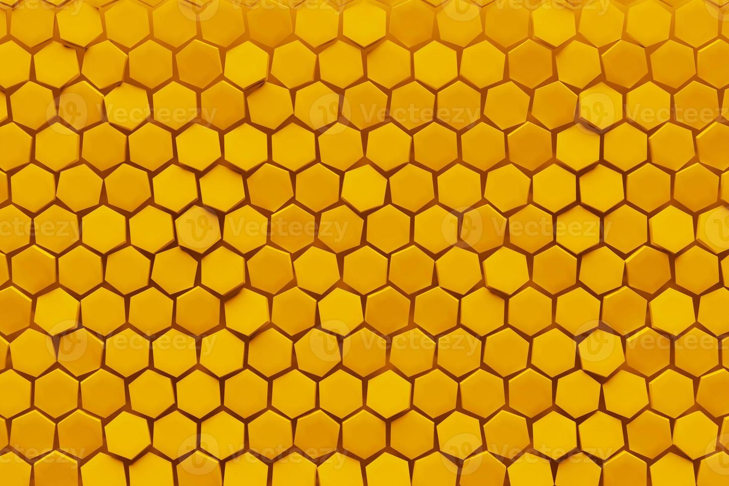 3d Illustration von ein Gelb Bienenwabe einfarbig Bienenwabe zum Honig. Muster von einfach geometrisch sechseckig Formen, Mosaik Hintergrund. foto