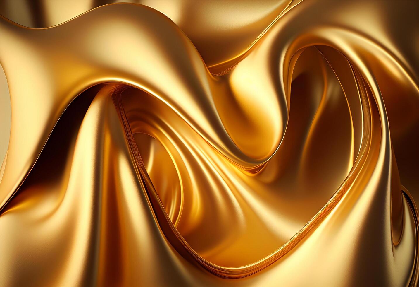 golden Satin- Hintergrund mit etwas glatt Linien im es 3d machen generativ ai foto