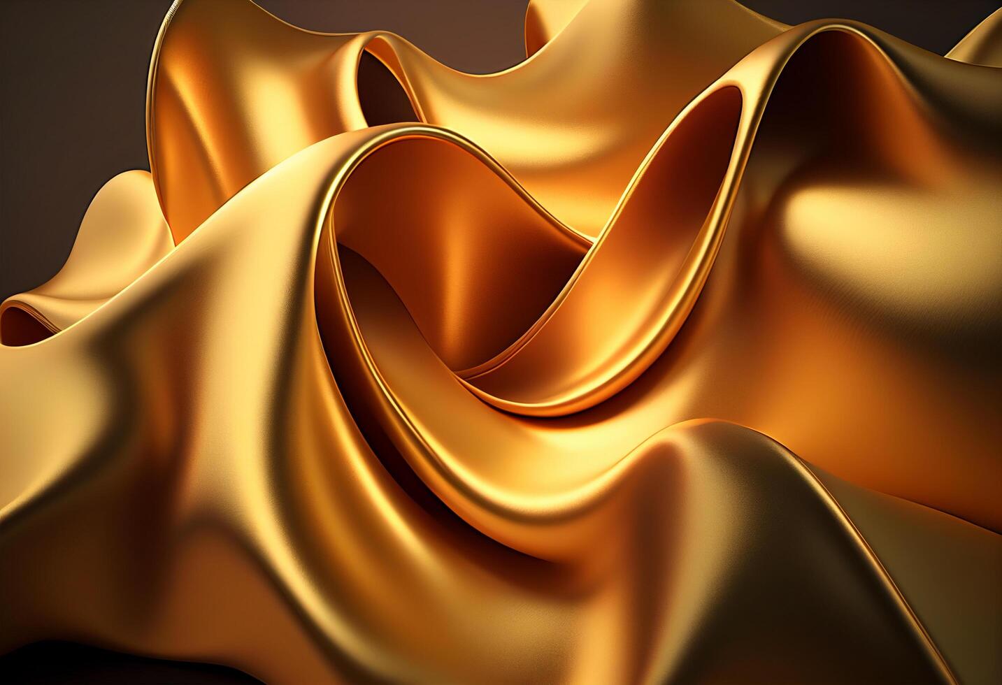 golden Satin- Hintergrund mit etwas glatt Linien im es 3d machen generativ ai foto