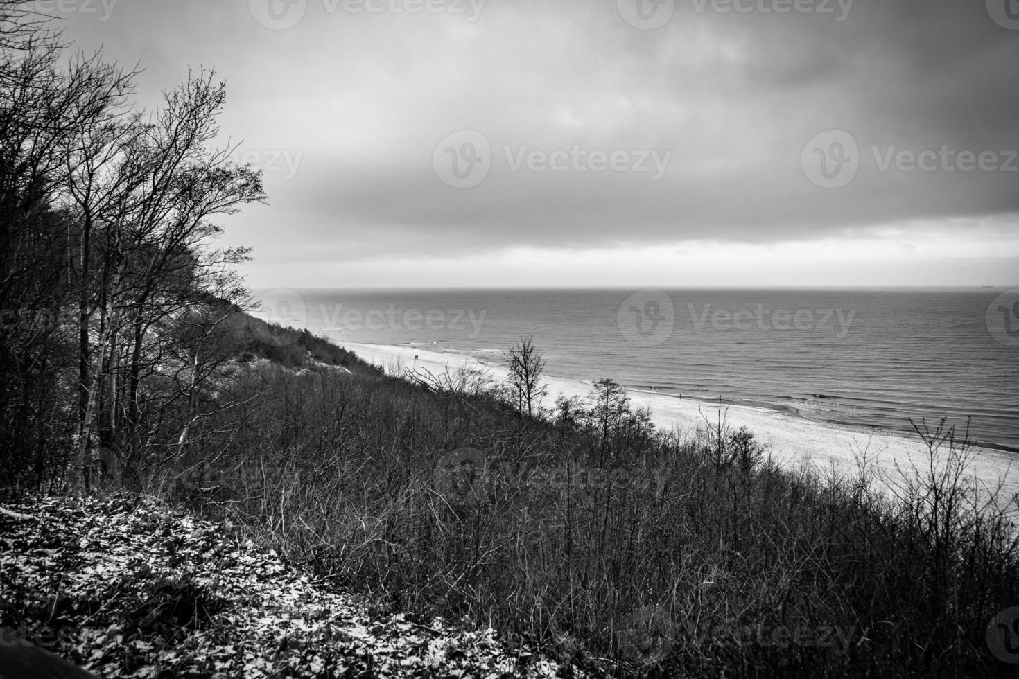 Winter Landschaft von das Strand auf das baltisch Meer mit Schnee im Polen ich foto