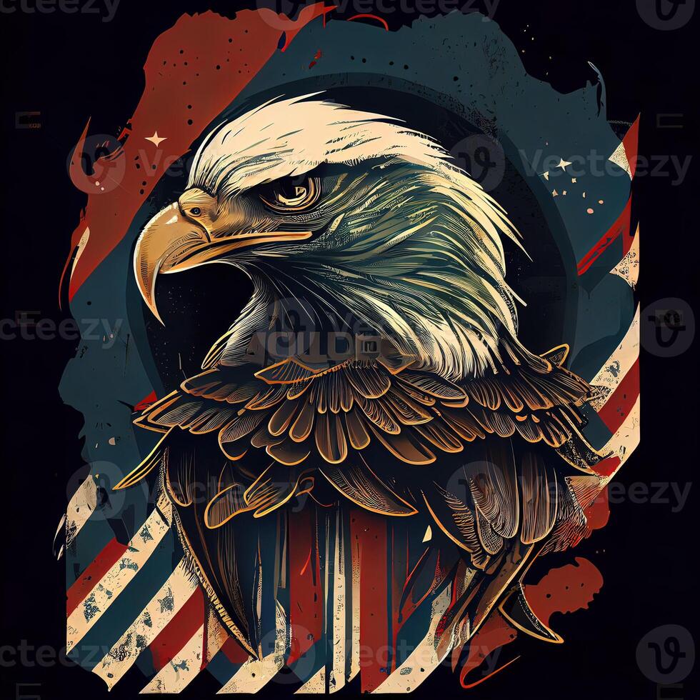 Grunge patriotisch amerikanisch kahl Adler - - ai generiert foto