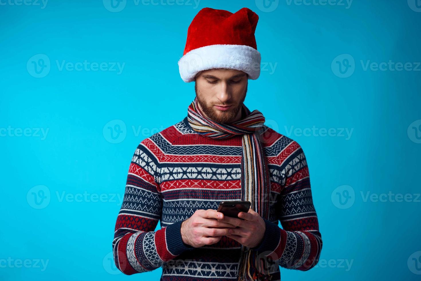 Mann Neu Jahr Kleider Weihnachten Urlaub isoliert Hintergrund foto