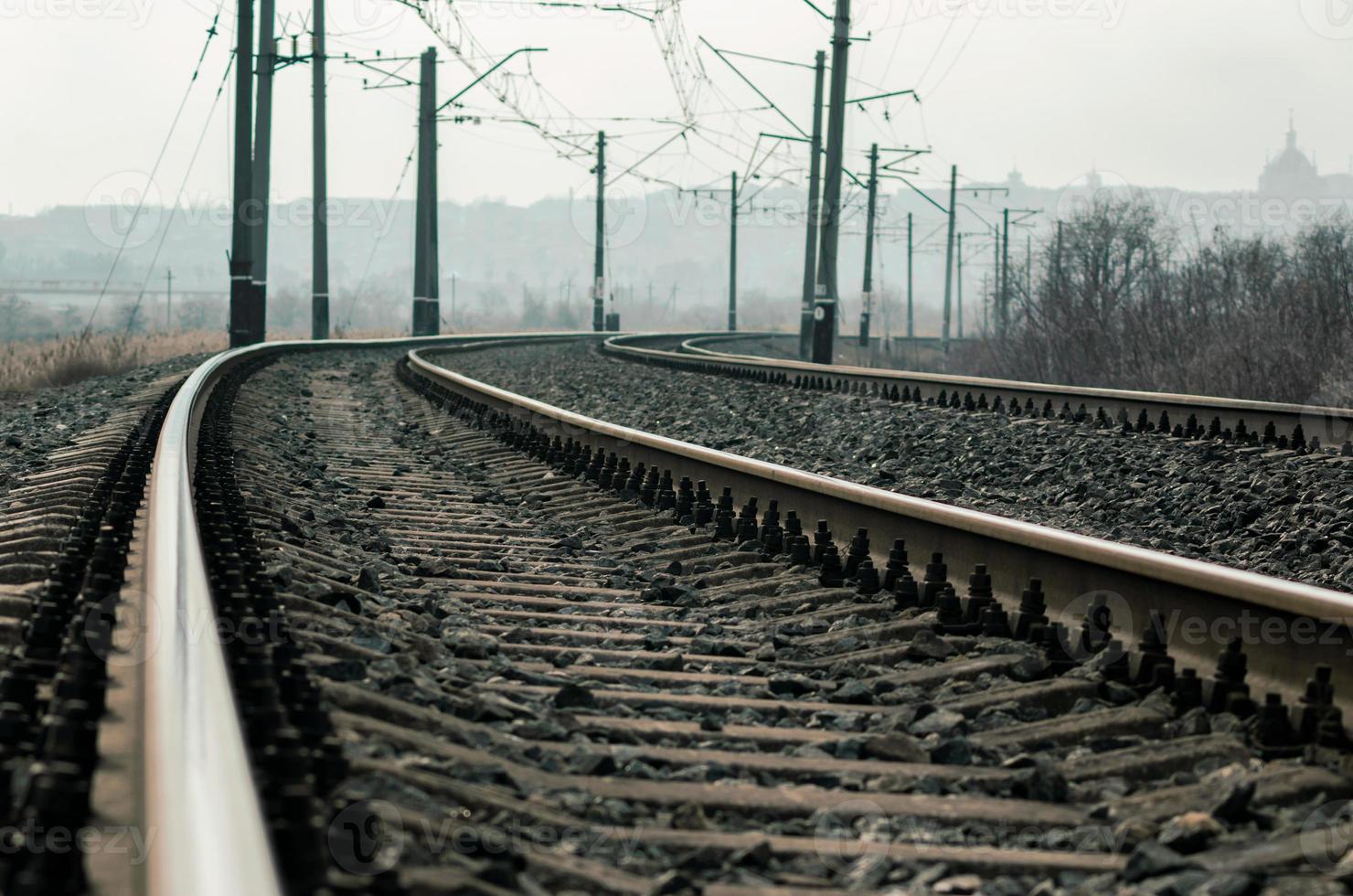 Nahaufnahme von Bahngleisen foto