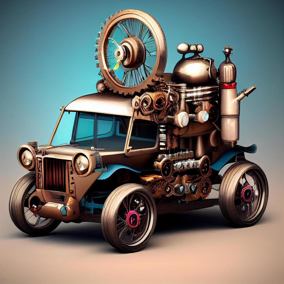 mechanisch suv Auto . Steampunk Stil Tier foto