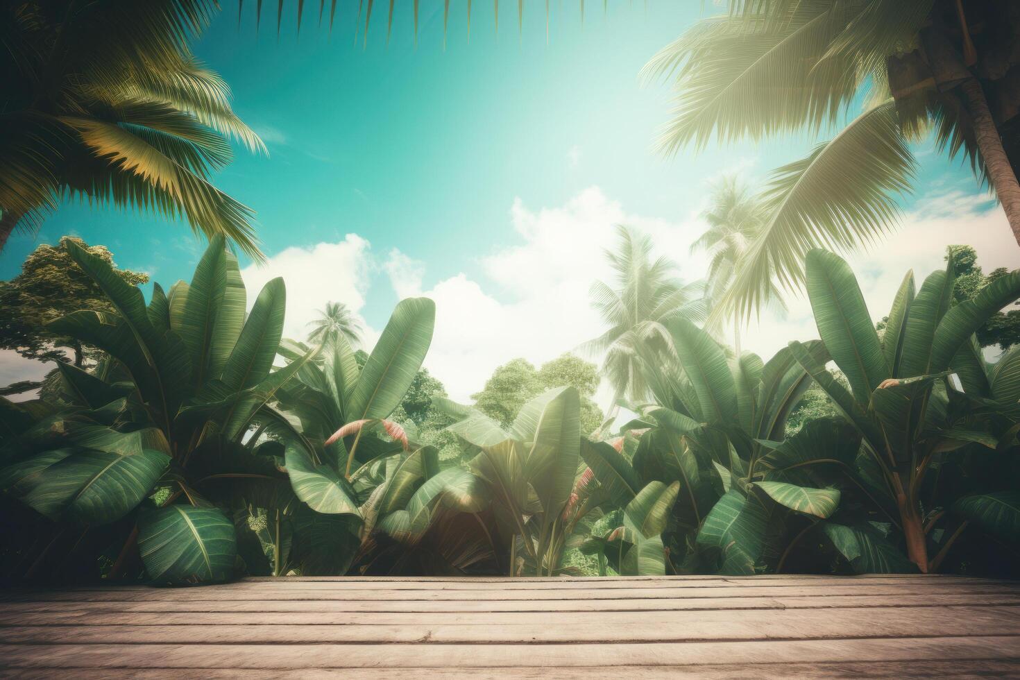 Sommer- tropisch Hintergrund mit Kopieren Raum. Illustration ai generativ foto