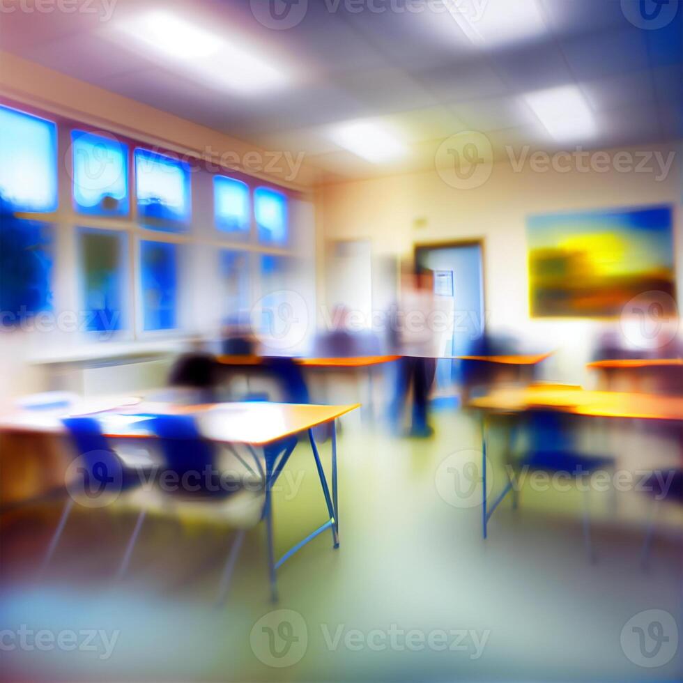 Schule Schüler verschwommen Licht Hintergrund, Vorlage - - ai generiert Bild foto