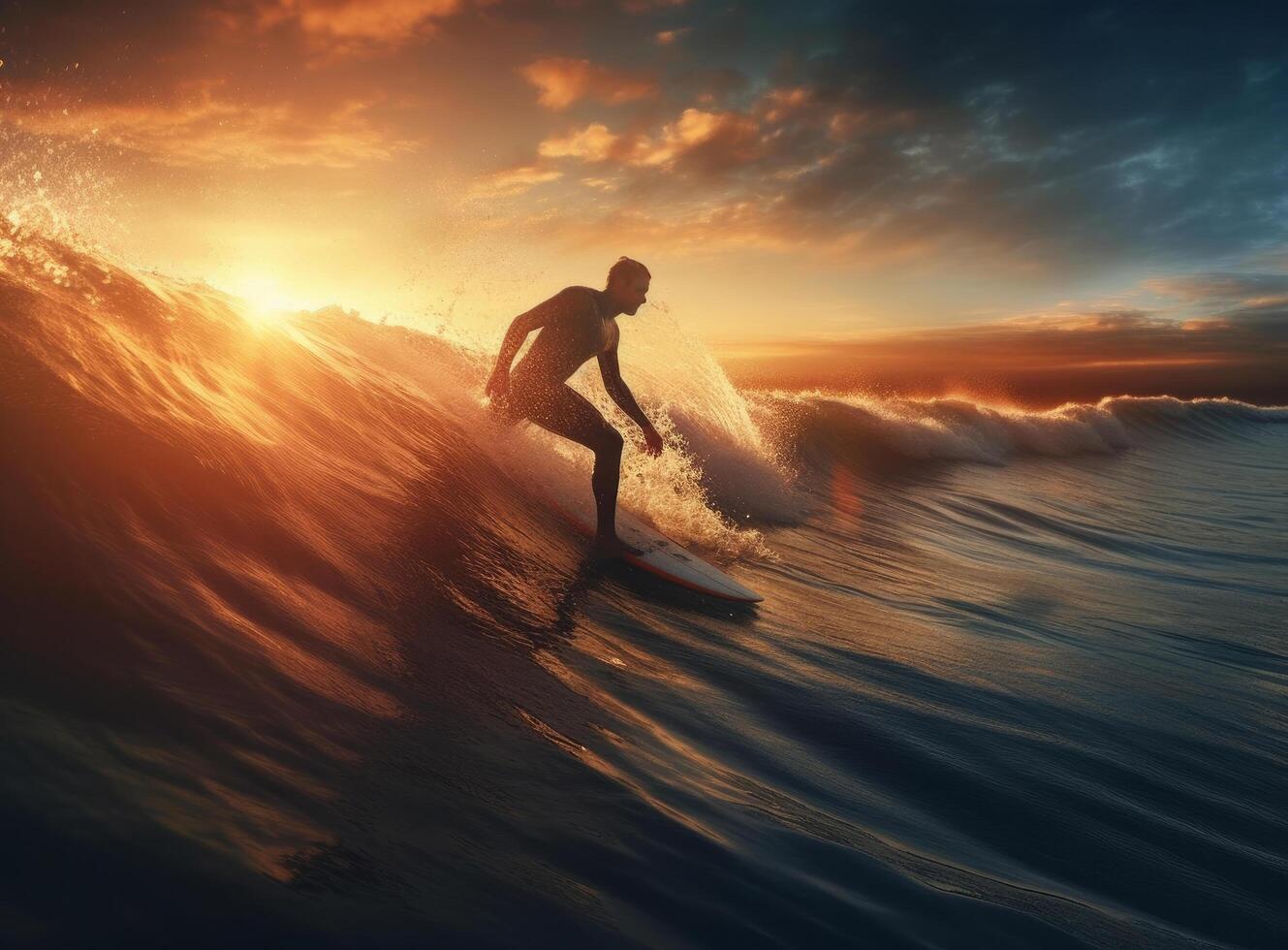 Surfer im Ozean. Illustration ai generativ foto