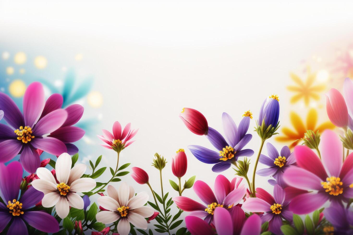 Sommer- Hintergrund mit Blumen Illustration ai generativ foto