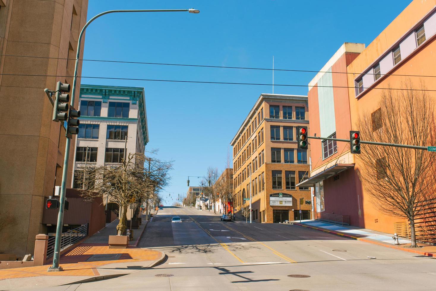 Tacoma, Washington, USA. März 2021. auf einer Straße in der Innenstadt foto