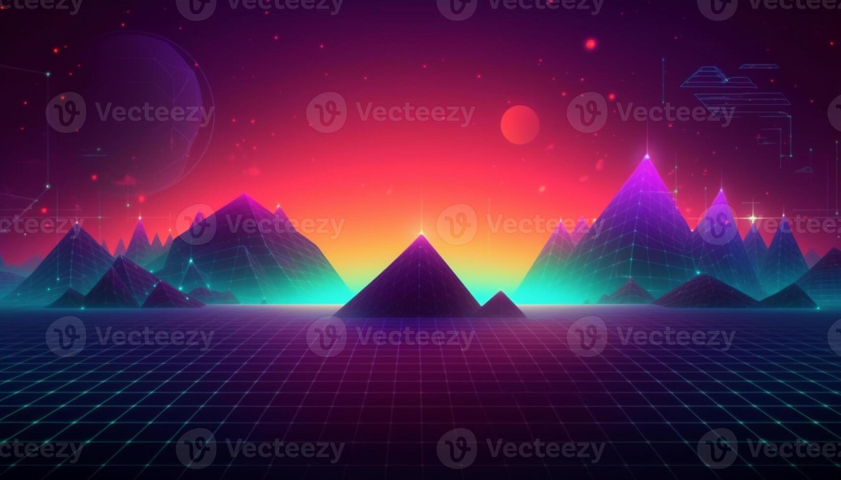 einfach minimalistisch retro Farbe modisch Hintergrund abstrakt bunt Hintergrund Hintergrund. künstlerisch Digital Kunst 3d Rendern geometrisch Linie Streifen Bar Element Design Material. Panorama- Berg Planet. foto