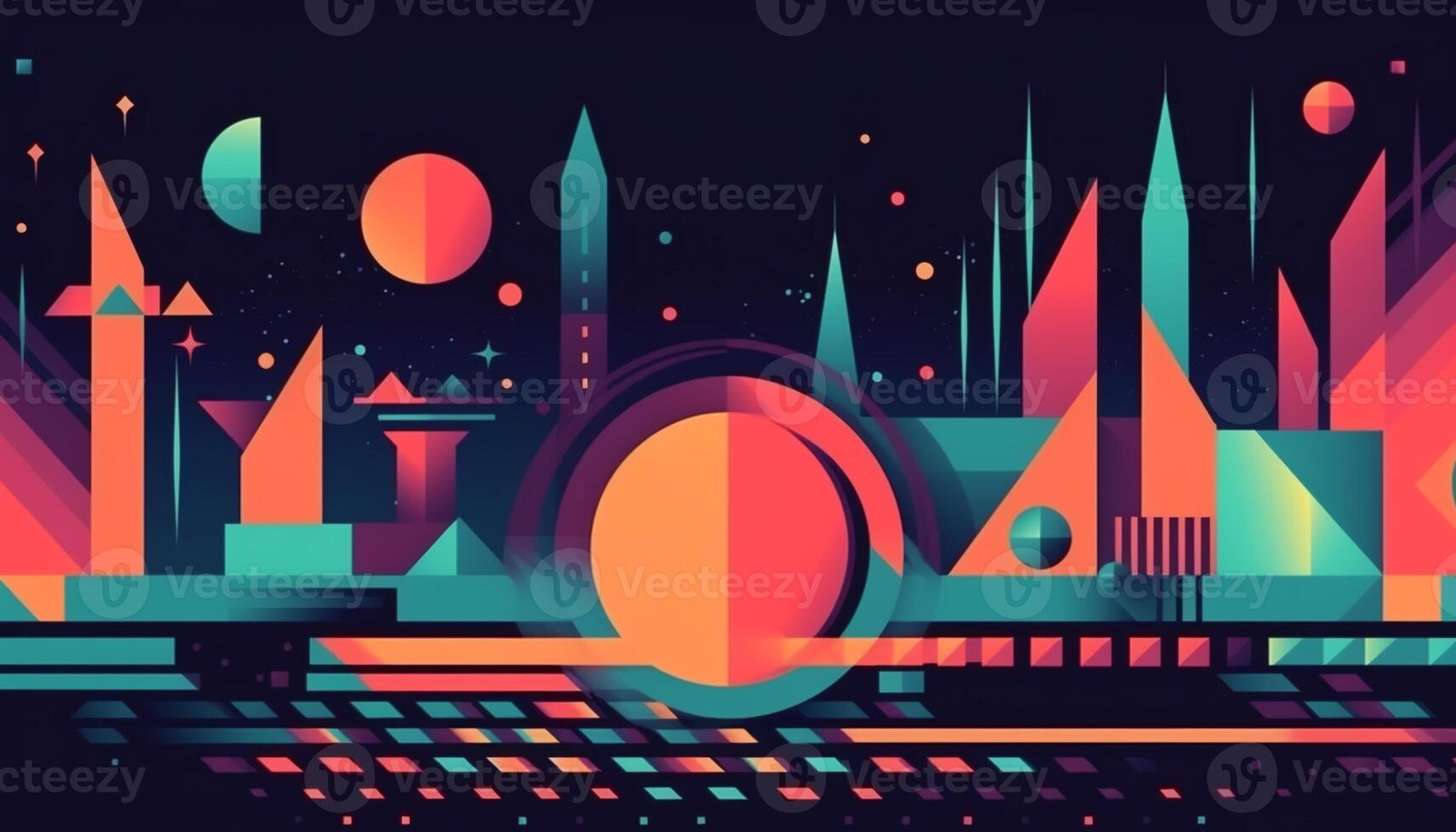 einfach minimalistisch retro Farbe modisch Hintergrund abstrakt bunt Hintergrund Hintergrund. künstlerisch Digital Kunst 3d Rendern geometrisch Linie Streifen Bar Element Design Material. Panorama- Berg Planet. foto