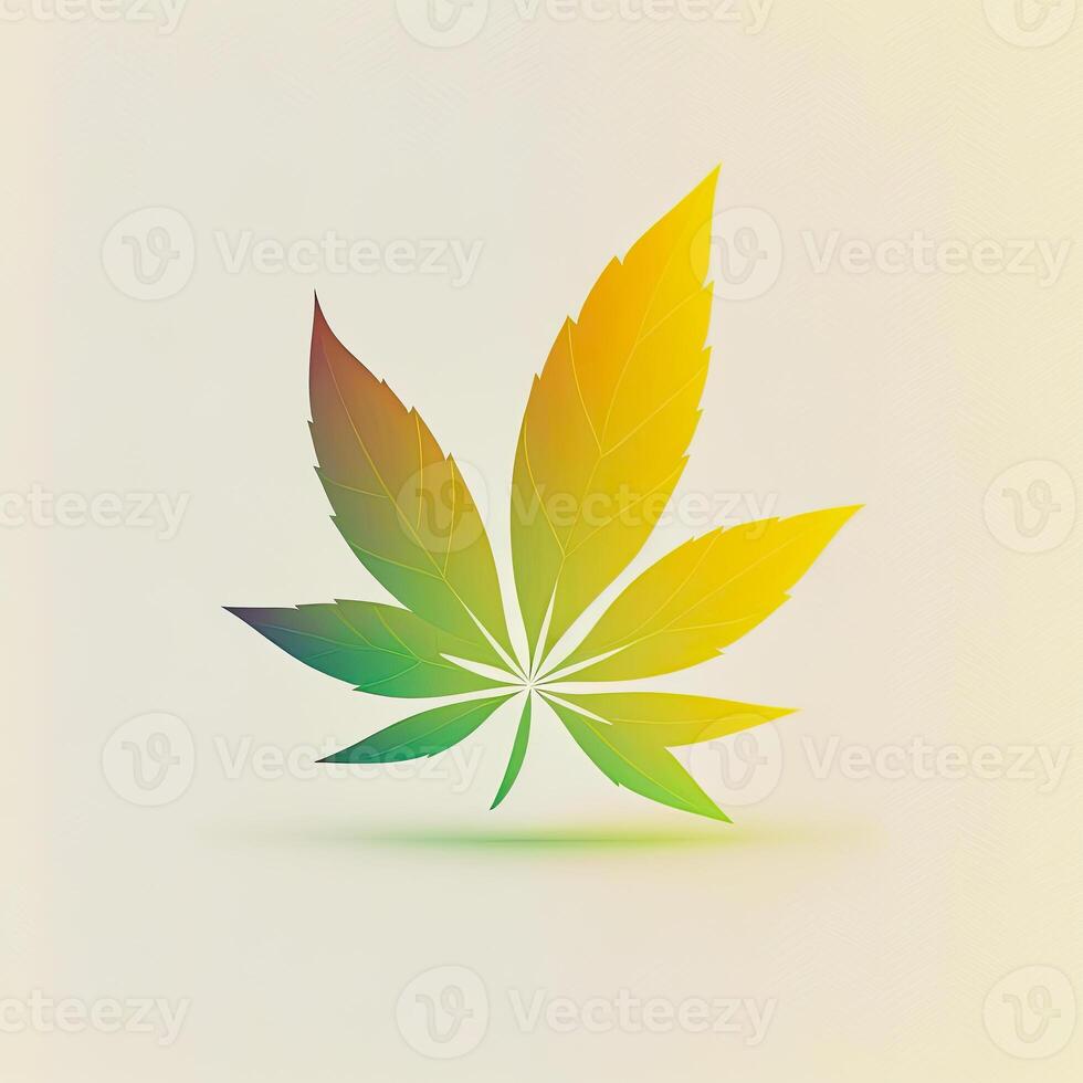 generativ ai Illustration von ein bunt Hanf Blatt Logo foto