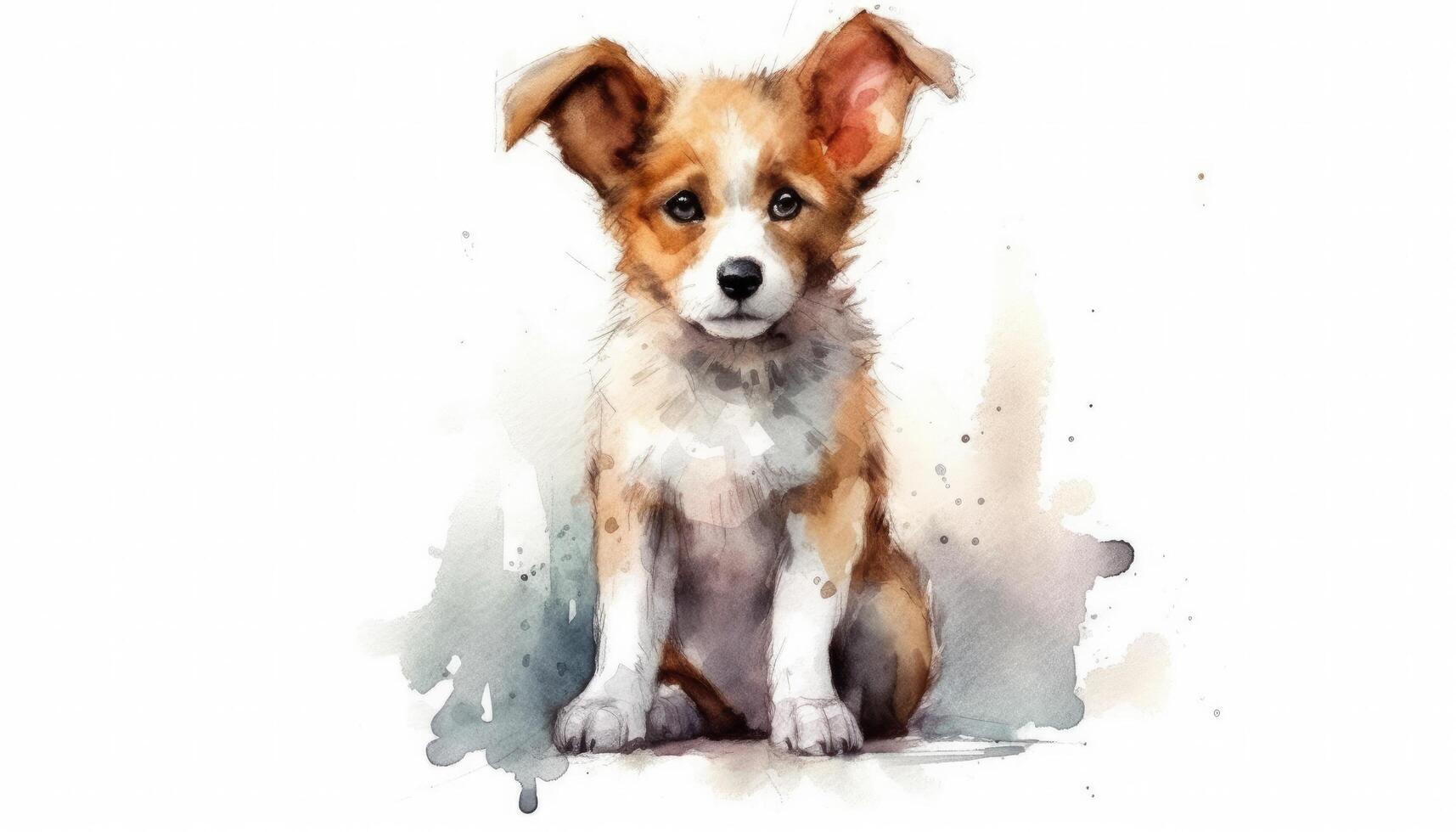 Aquarell süß Hund Weiß Hintergrund mit generativ ai foto