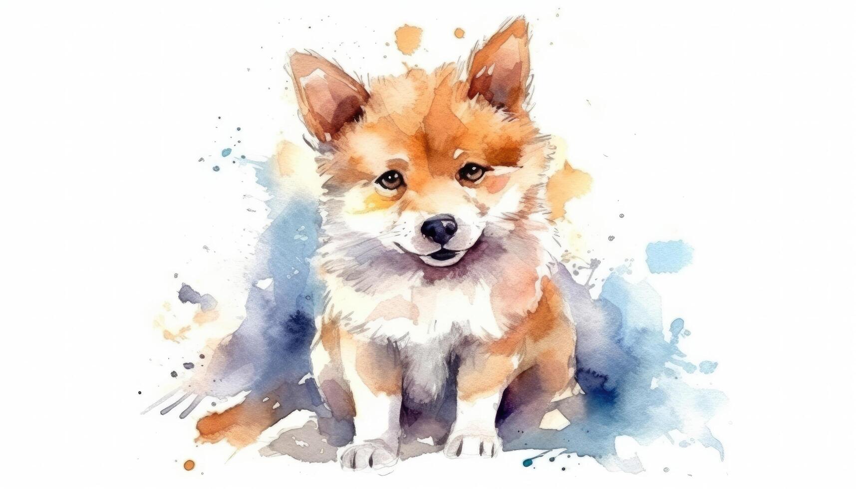 Aquarell süß Hund Weiß Hintergrund mit generativ ai foto