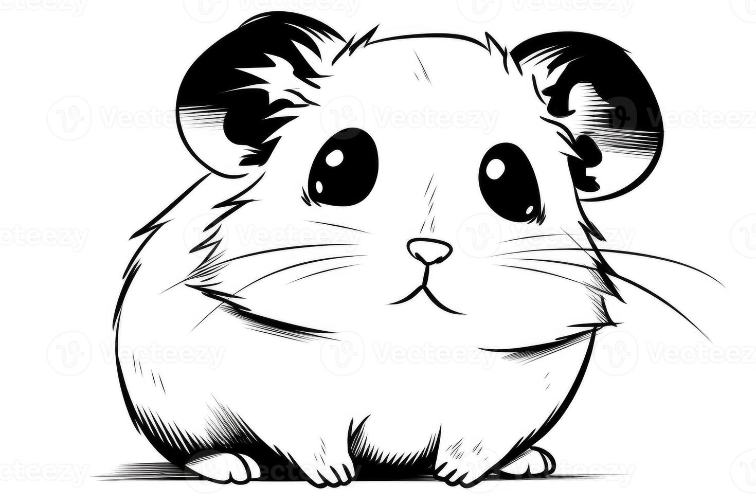 Färbung Seite Gliederung von Karikatur süß wenig Hamster. Illustration Färbung Buch zum Kinder. generativ ai foto