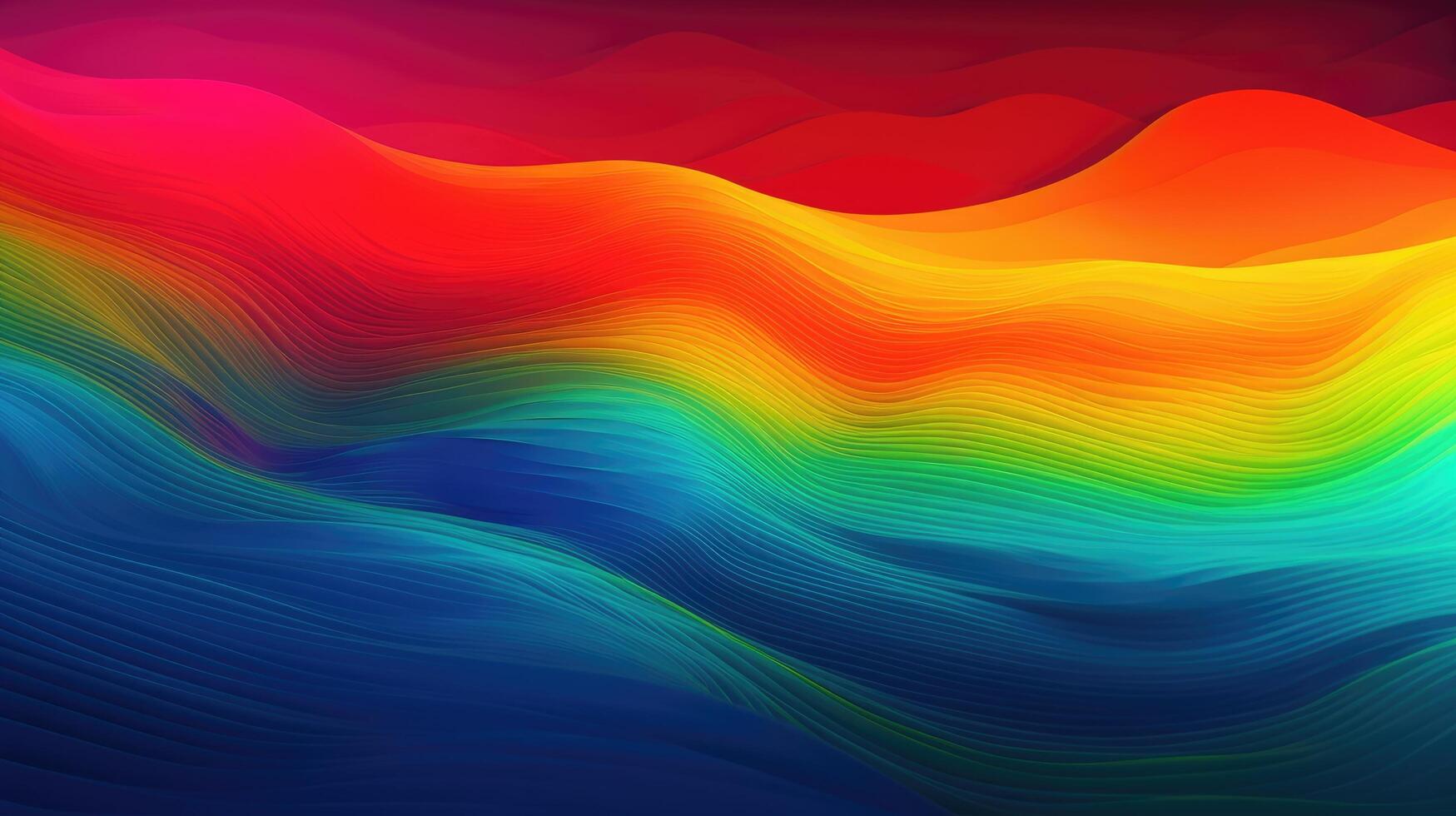 modern Hintergrund von Regenbogen Farbverläufe und Kurven mit Fluid, Flüssigkeit Bewegung mit generativ ai foto