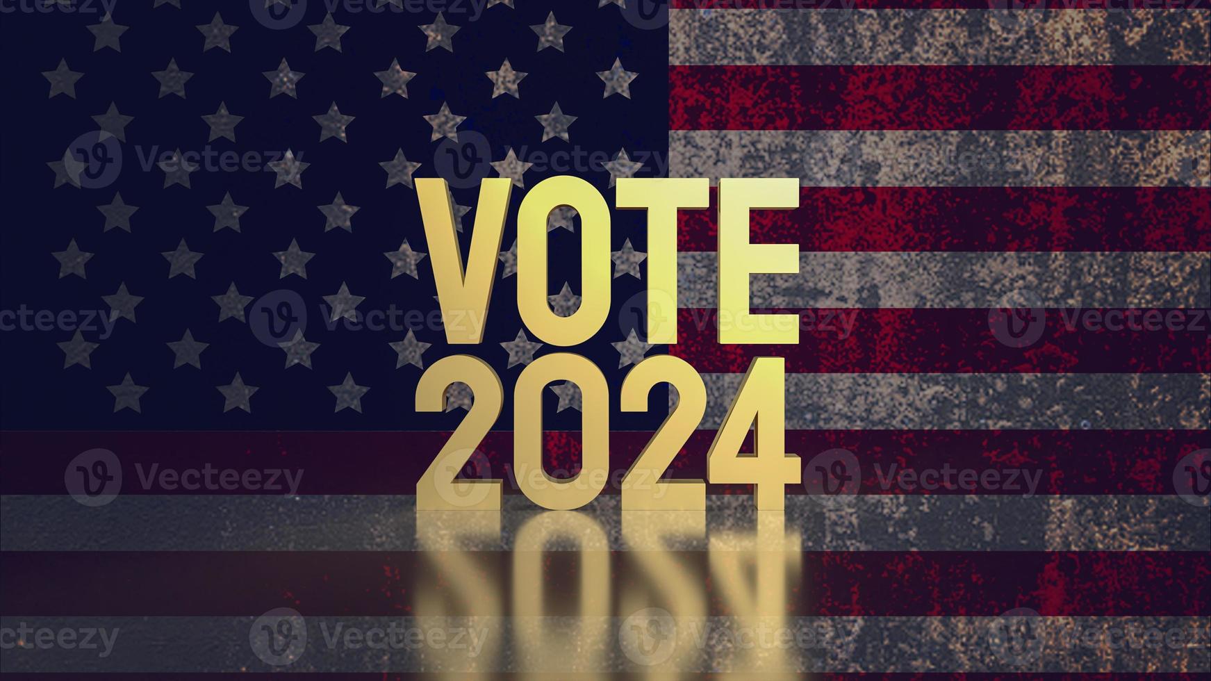 Text Abstimmung 2024 auf vereinigt Bühne von Amerika Flagge 3d Rendern foto