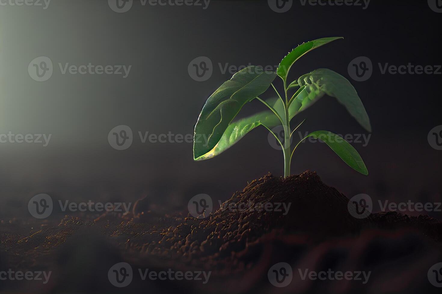 jung Pflanze wachsend im Sonnenlicht. Landwirtschaft Pflanze Aussaat wachsend Schritt Konzept im Garten und Sonnenlicht. generativ ai foto