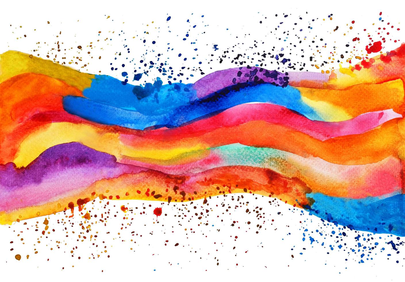 bunt von Regenbogen Aquarell Hand Gemälde und Spritzen abstrakt Textur auf Weiß Papier Hintergrund foto