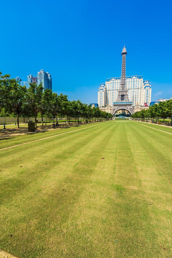 Eiffelturm Wahrzeichen des Pariser Hotels und Resorts in Macau City, China foto