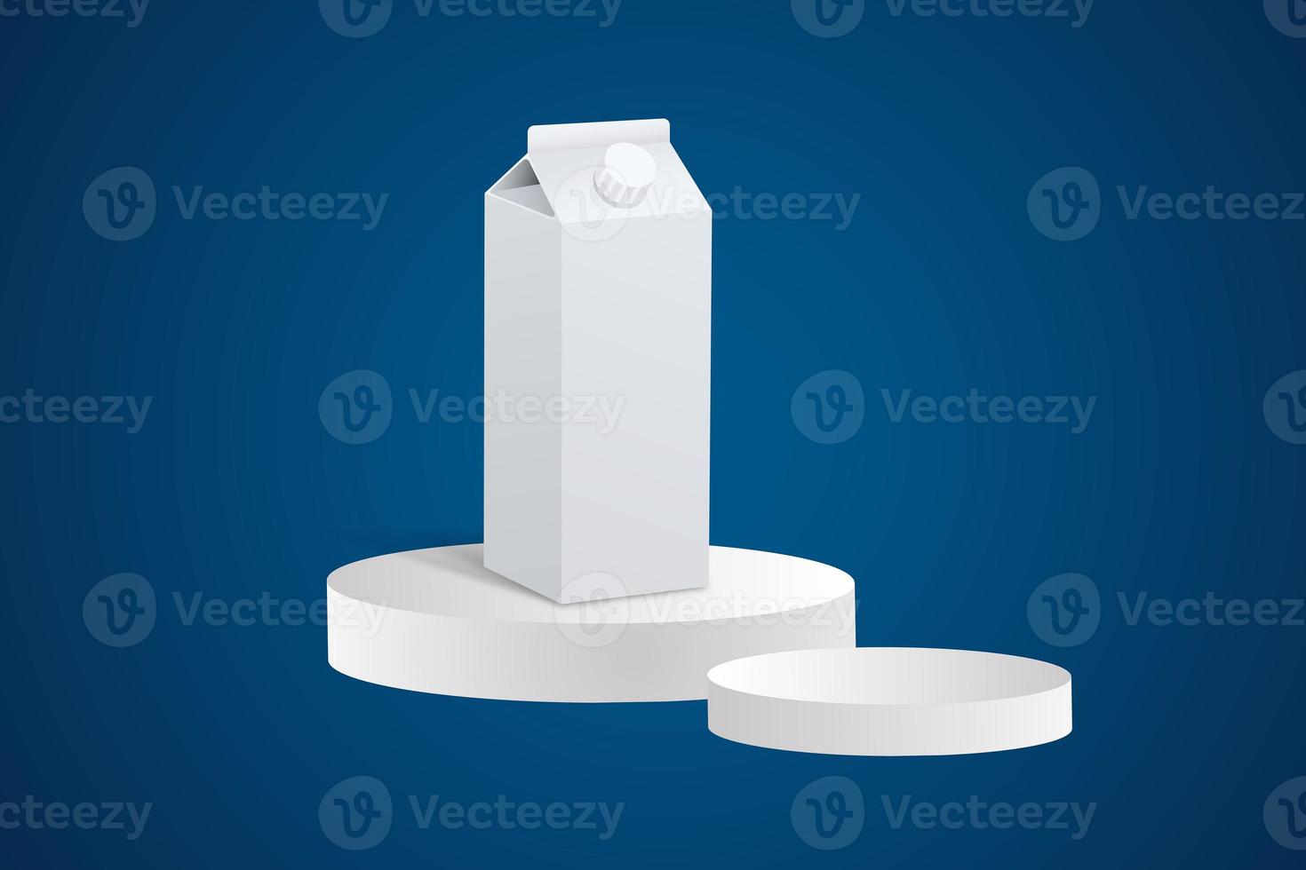 3d machen Vertikale Milch Box Witz Podium auf isolieren Hintergrund foto