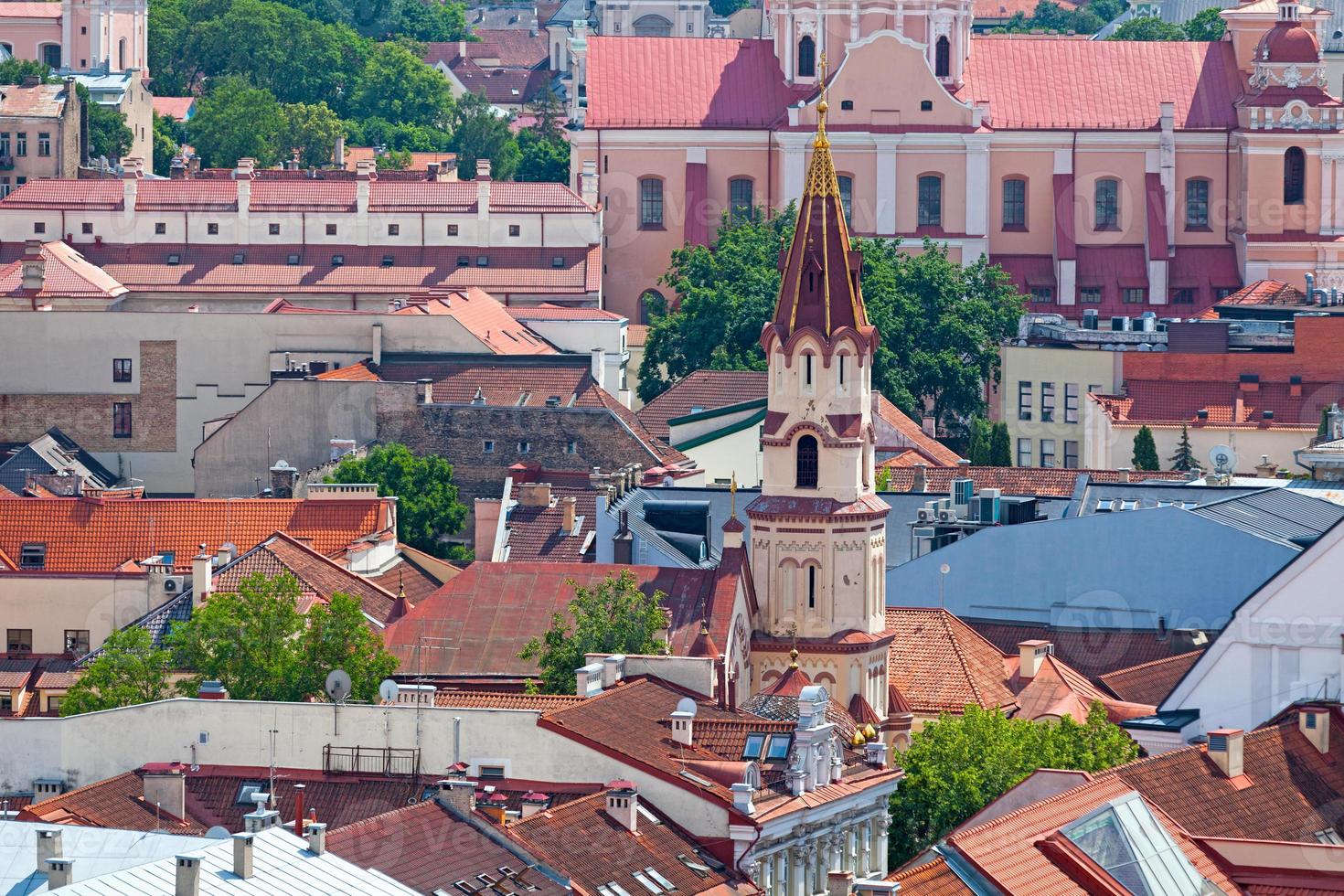 Antenne Aussicht von das Kirche von Heilige Nikolaus im vilnius foto