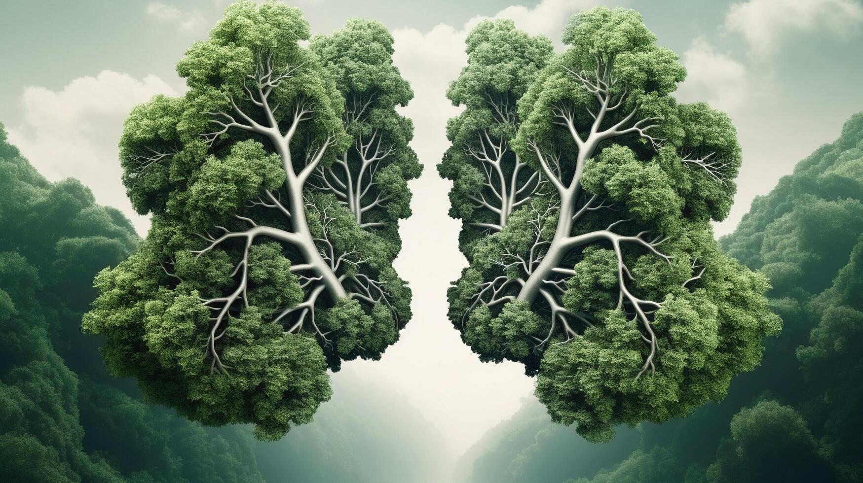 Baum mit Blätter im das gestalten von Lunge ai generiert foto