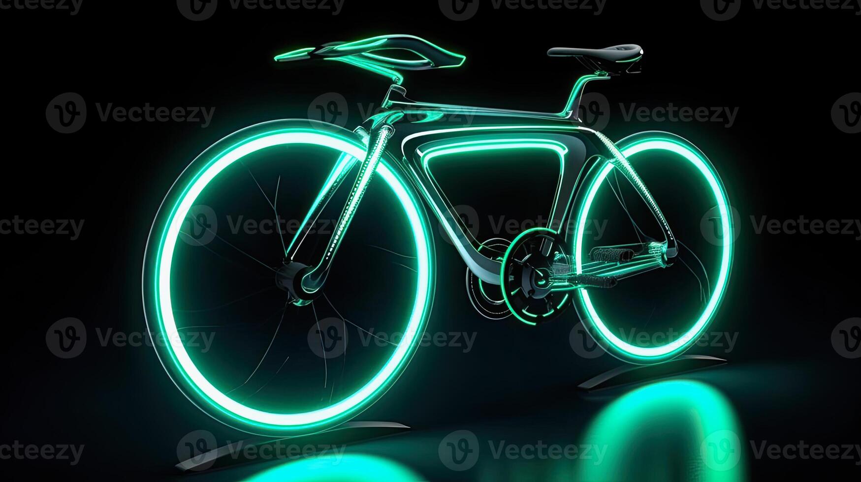 generativ ai Illustration von ein Neon- farbig futuristisch Fahrrad foto