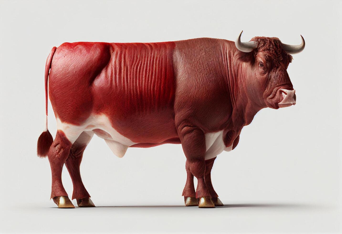 rot Fleisch Art Stier isoliert auf ein Weiß Hintergrund. 3d Rendern Illustration. generativ ai foto