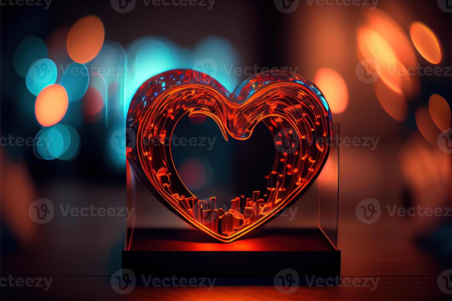 generativ ai Illustration von Liebe Herz Neon- Licht, Dekor, hell Licht, romantisch. Liebe und Valentinstag Tag Konzept. neural Netzwerk generiert Kunst. digital generiert Bild. foto