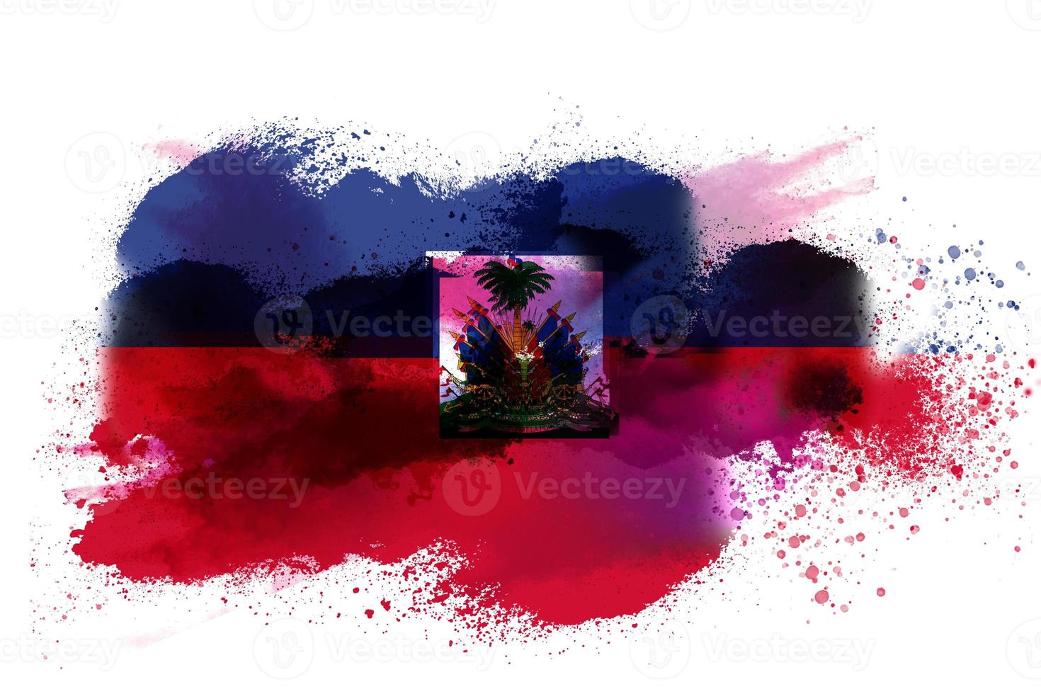 Haiti Aquarell gemalt Flagge foto