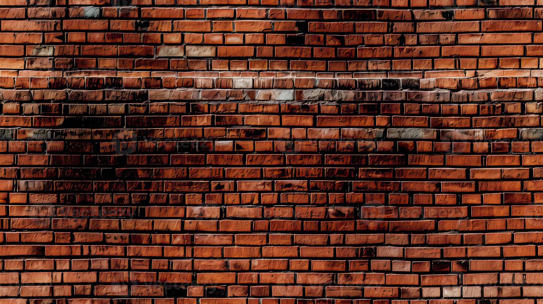 Hintergrund von rot Backstein Mauer Muster Textur. großartig zum Graffiti Inschriften. alt rot Backstein Mauer Textur Hintergrund. generativ ai foto