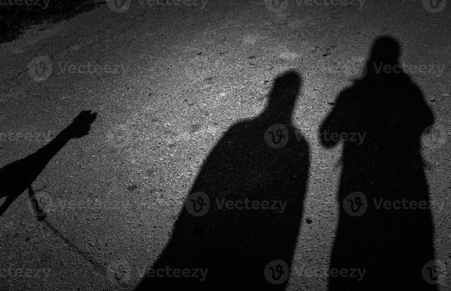 Schatten von Person mit Hund foto