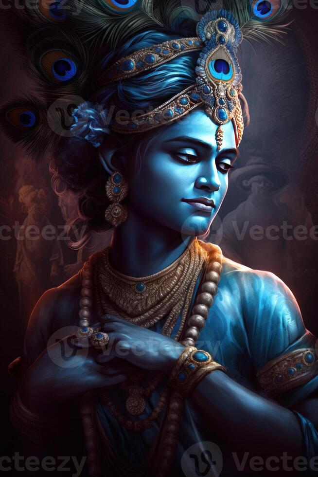 Gott krishna Illustration Grafik Bild generativ ai foto