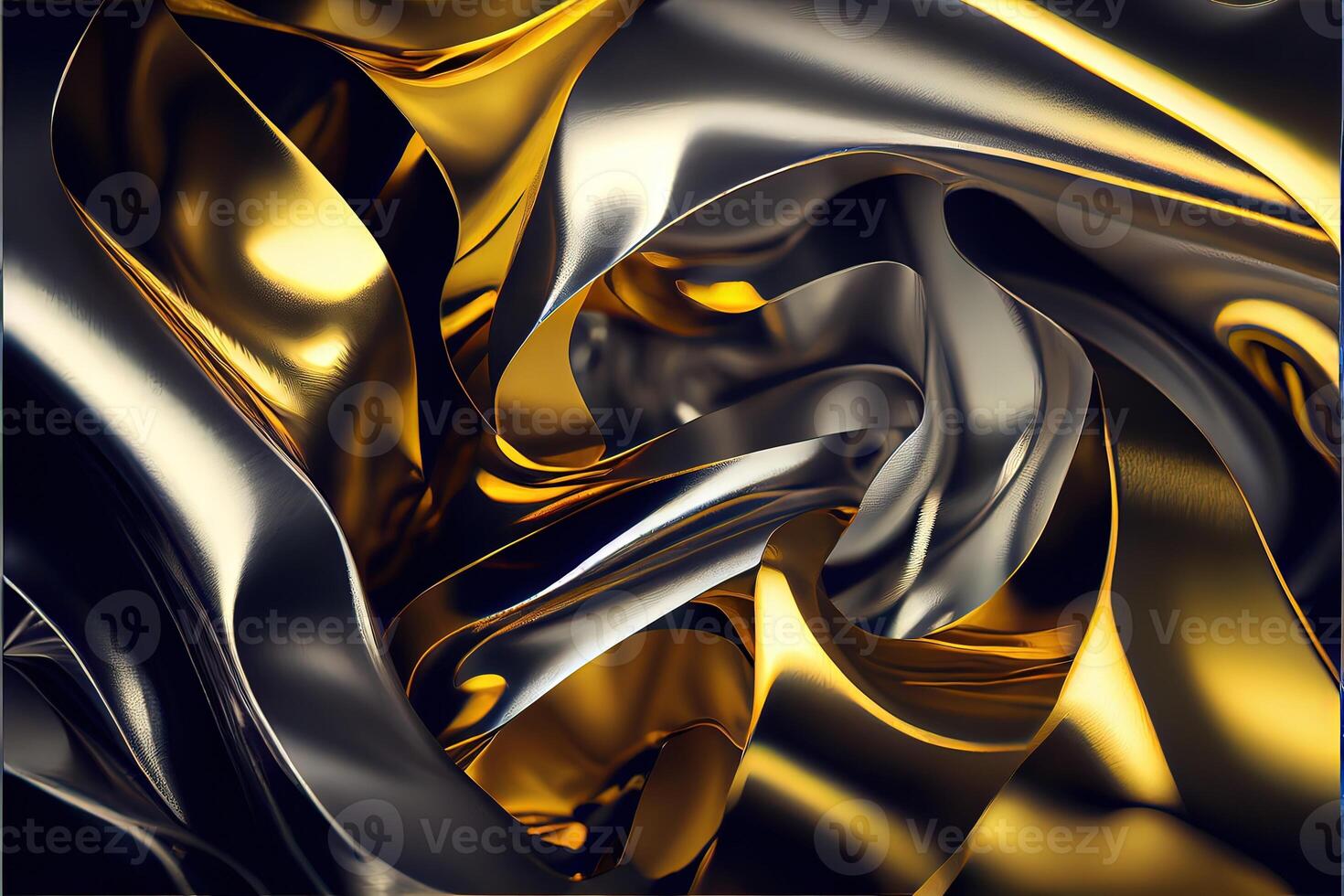 generativ ai Illustration von vereiteln golden und Silber, zerknittert Metall Textur foto