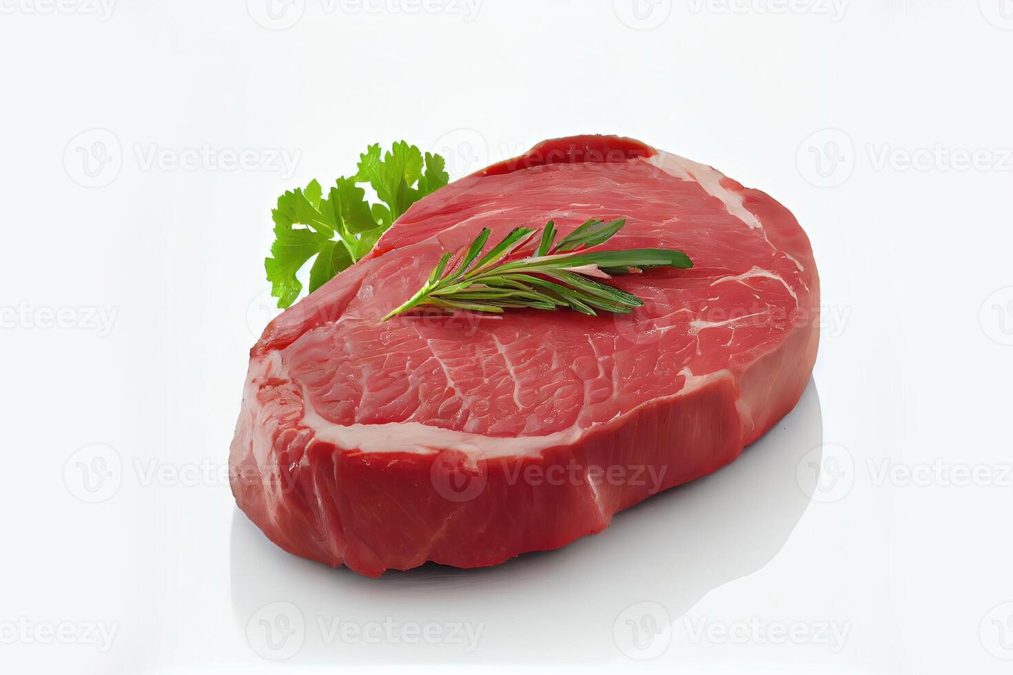 generativ ai Illustration von frisch roh Rindfleisch Steak isoliert auf Weiß Hintergrund foto