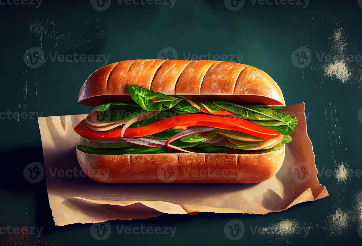 generativ ai Illustration von Banh mi Vietnam brot, Essen, Studio, asiatisch, Vietnamesisch Sandwich , Vietnamesisch Essen, Kopieren Raum foto