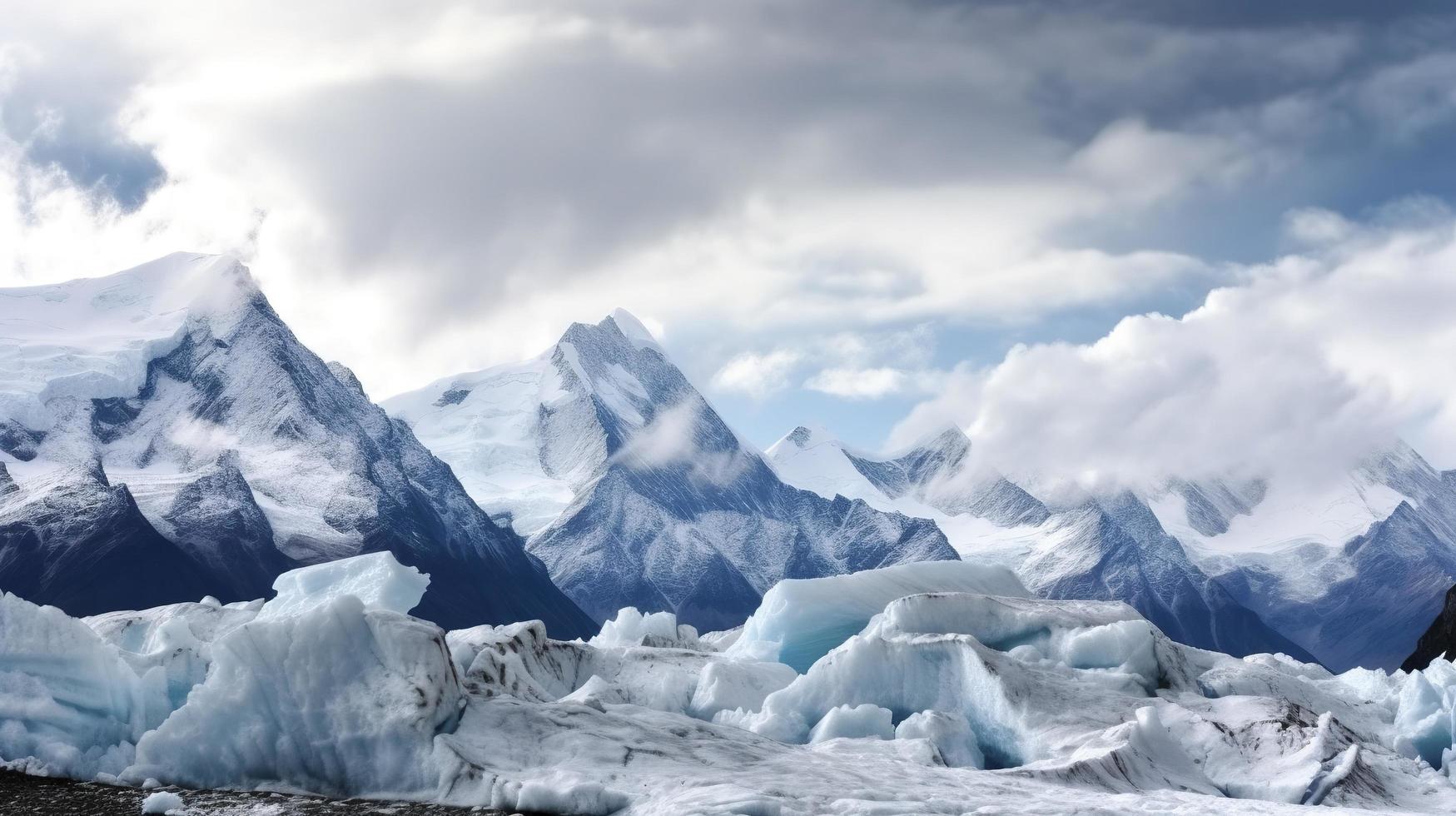 schön Schnee gekappt Berge, erzeugen ai foto