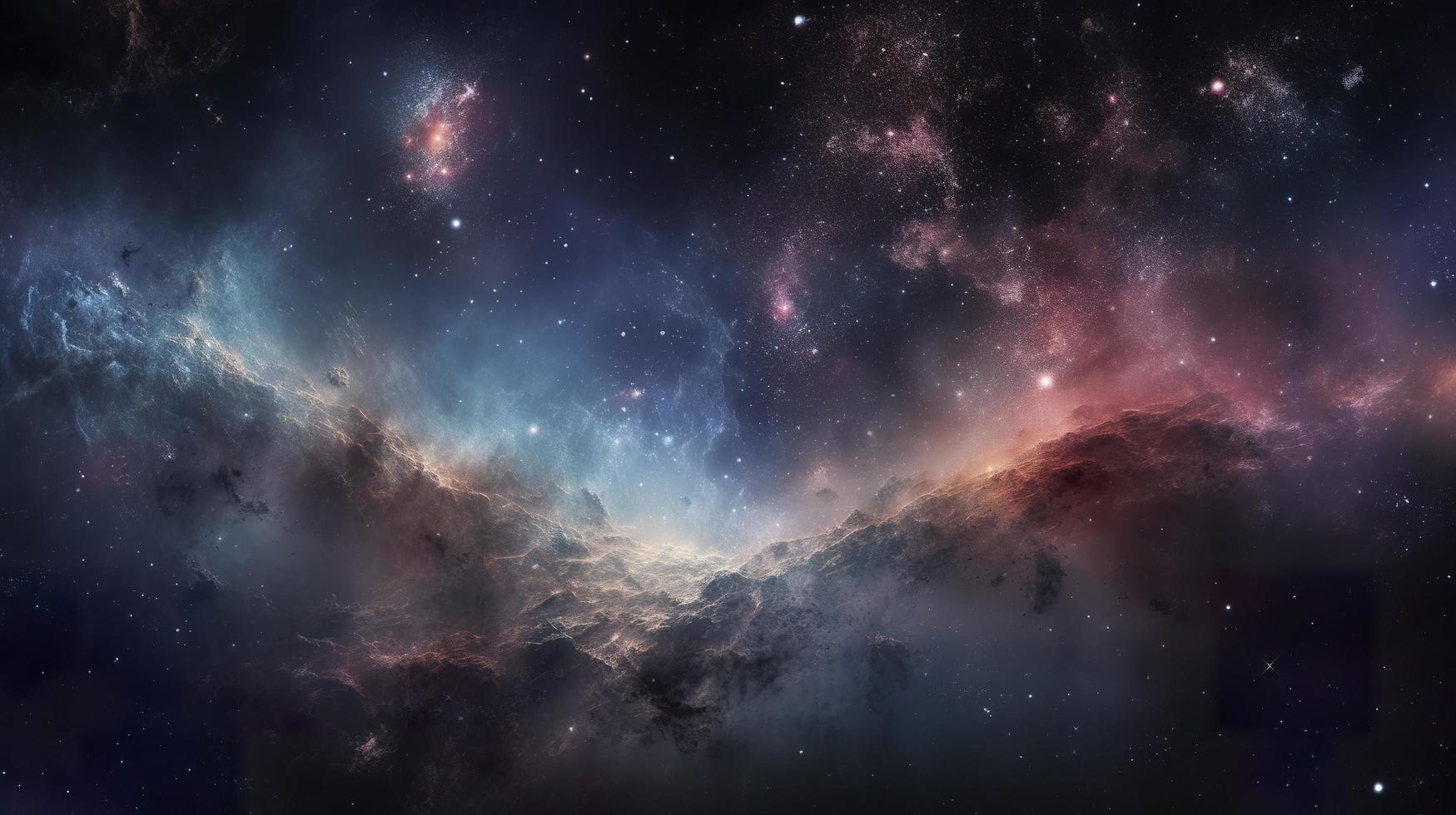 Konzept von Nebel mit Galaxien im tief Raum Kosmos Entdeckung äußere Raum und Sterne, erzeugen ai foto