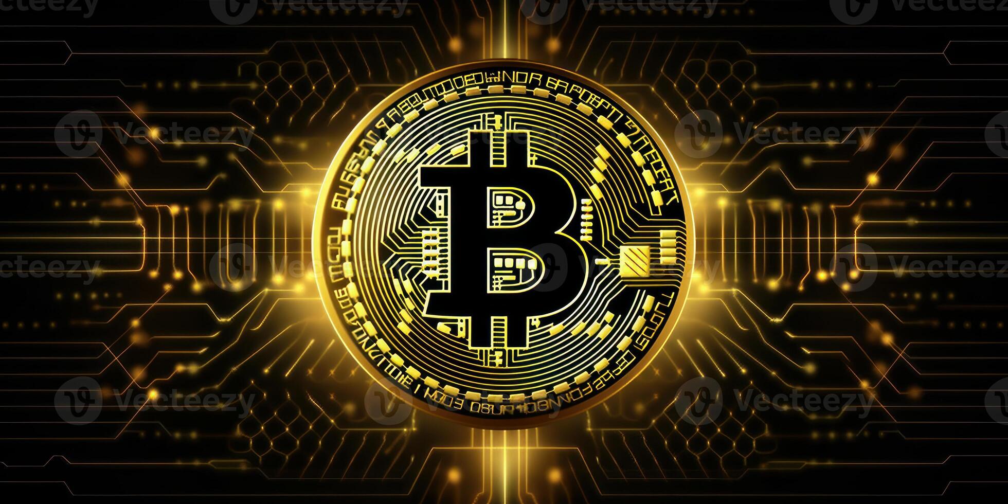 Krypto Währung golden Bitcoin Hintergrund, Digital finanziell Investition Konzept. generativ ai foto